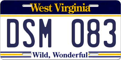 WV license plate DSM083