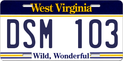 WV license plate DSM103