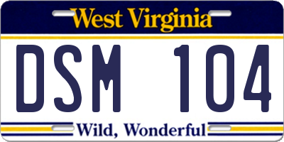 WV license plate DSM104