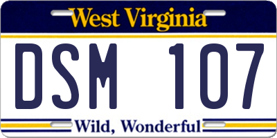 WV license plate DSM107