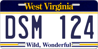 WV license plate DSM124