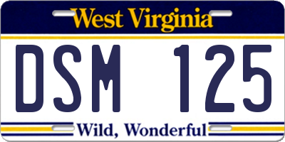 WV license plate DSM125