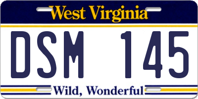 WV license plate DSM145