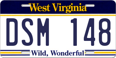 WV license plate DSM148