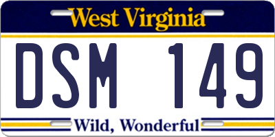 WV license plate DSM149