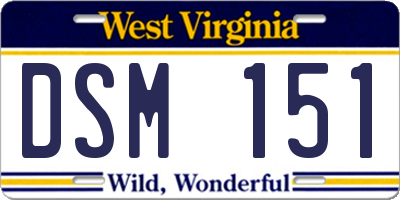 WV license plate DSM151