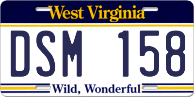 WV license plate DSM158