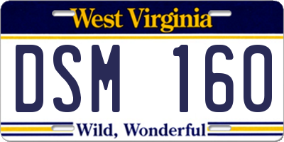 WV license plate DSM160