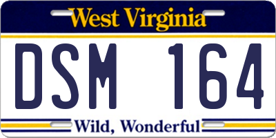 WV license plate DSM164
