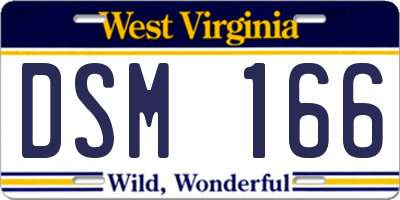 WV license plate DSM166