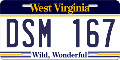 WV license plate DSM167