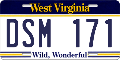 WV license plate DSM171