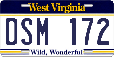 WV license plate DSM172