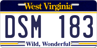 WV license plate DSM183