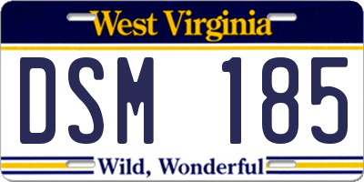 WV license plate DSM185