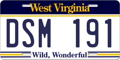 WV license plate DSM191