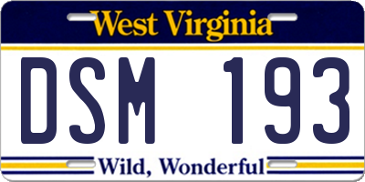 WV license plate DSM193