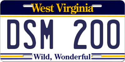 WV license plate DSM200