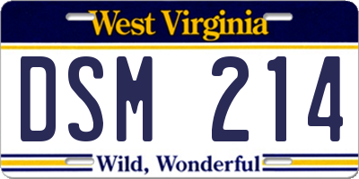 WV license plate DSM214