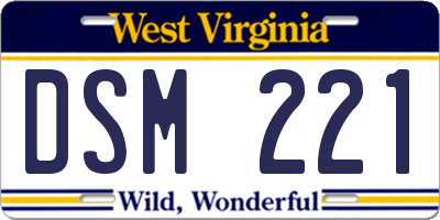 WV license plate DSM221