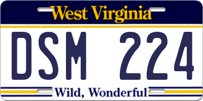 WV license plate DSM224