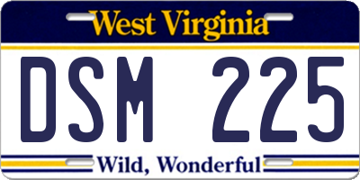 WV license plate DSM225
