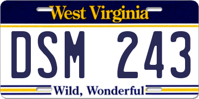WV license plate DSM243