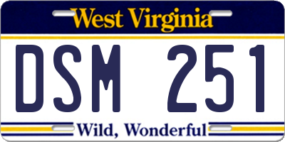 WV license plate DSM251