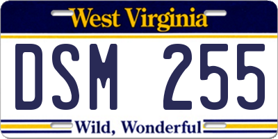 WV license plate DSM255