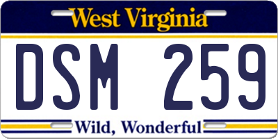 WV license plate DSM259