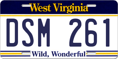 WV license plate DSM261