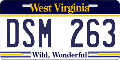 WV license plate DSM263