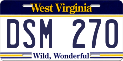 WV license plate DSM270