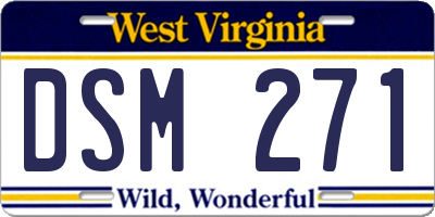 WV license plate DSM271
