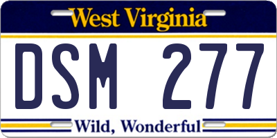 WV license plate DSM277