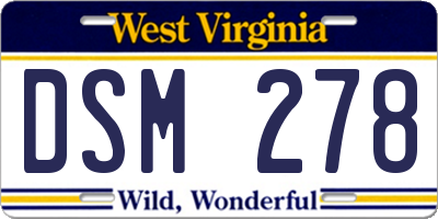 WV license plate DSM278