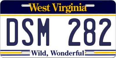 WV license plate DSM282