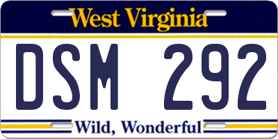 WV license plate DSM292
