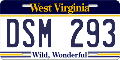 WV license plate DSM293