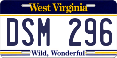 WV license plate DSM296