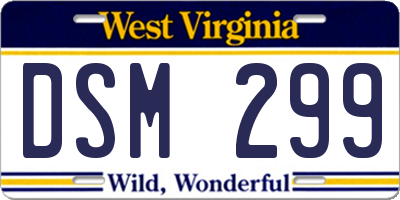 WV license plate DSM299
