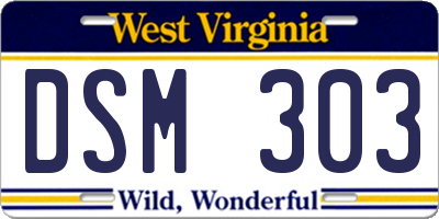 WV license plate DSM303