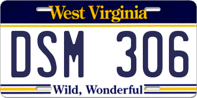 WV license plate DSM306