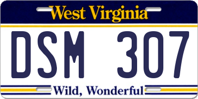 WV license plate DSM307