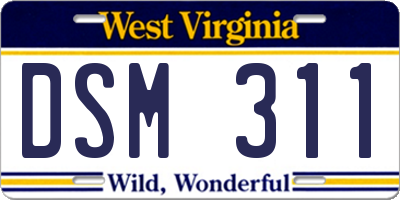 WV license plate DSM311