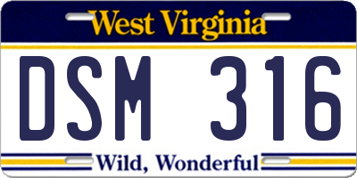 WV license plate DSM316