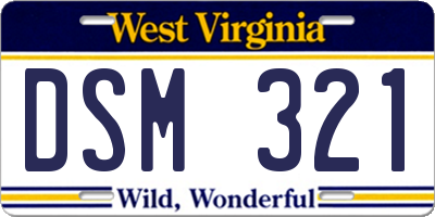 WV license plate DSM321