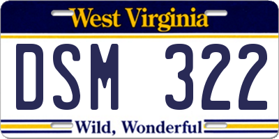 WV license plate DSM322