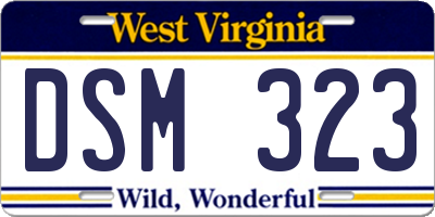 WV license plate DSM323
