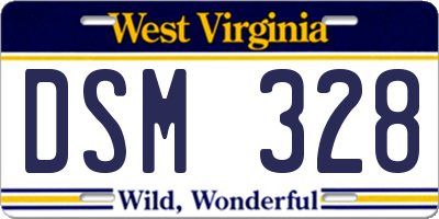WV license plate DSM328